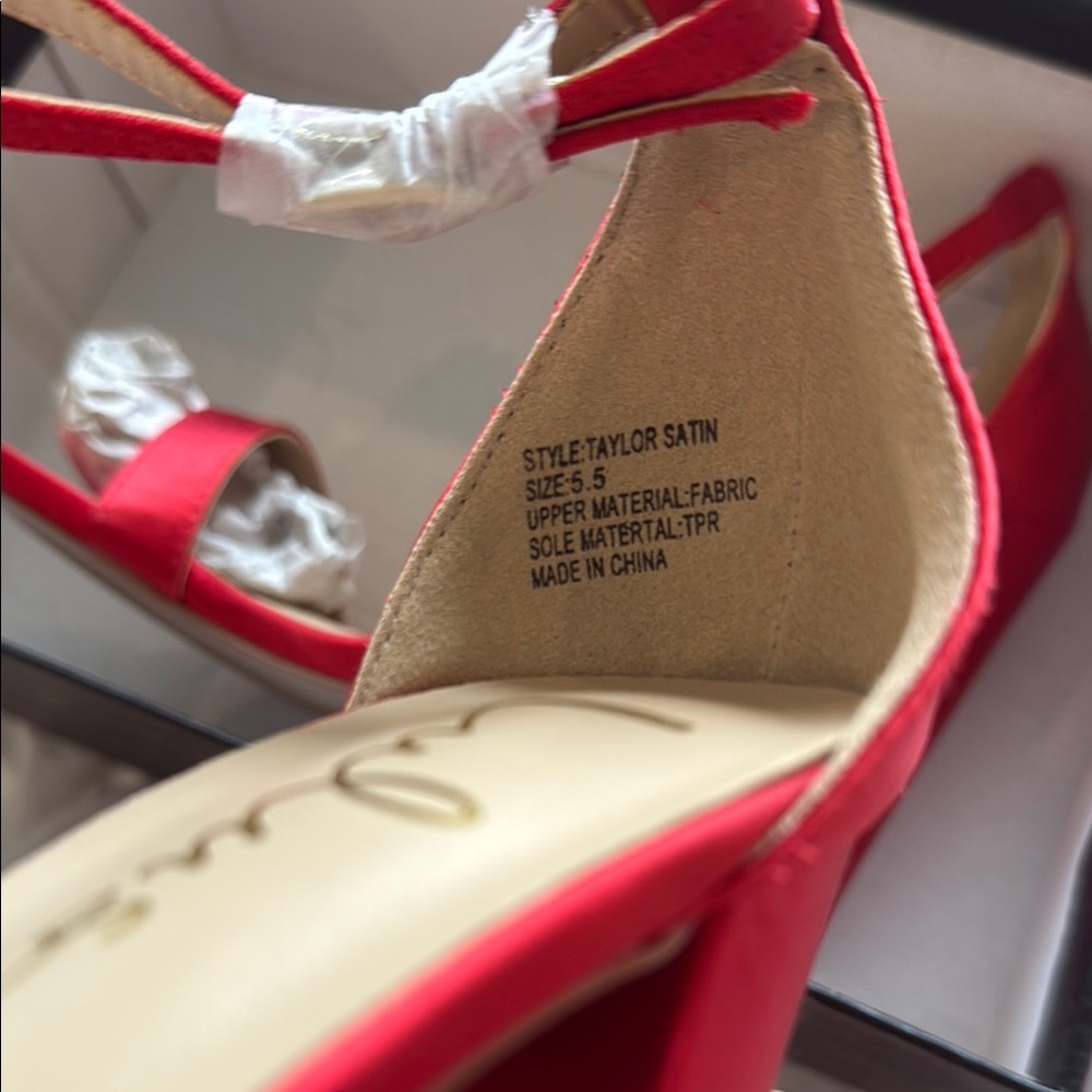 Lulu's Red Satin Ankle Strap Heels - 4 inch